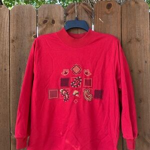 Vintage 90s Autumn Turtleneck embroidered Long sleeve size Small.